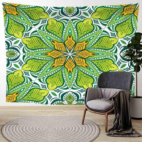 Aesthetic Tapestry Wall Hanging Colorful Mandala Thin Printed Wall Tapestry Home Bedroom Decoration 0.75*1/1.3*1.5/1.5*2m 1pc