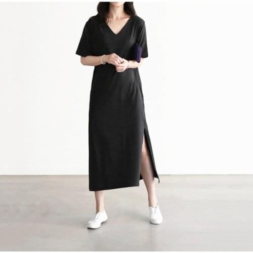 New Casual Modal Basic Nightgown Nightie Fat MM Home Dress slitting Long Dress Sleepwear Pregnant Night Shirt Loose Nightwear