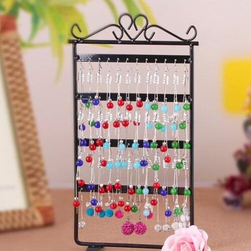 New 48 Hole Earrings Ear Studs Display Rack Metal Jewelry Holder Stand Organizer Showcase pink 295*160mm for Retail Environment