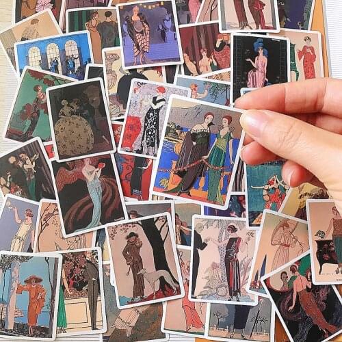 New 50pcs/lot Illustration Art Oil Painting Diary Stickers For Stationery Scrapbook Mobile Phone Laptop Decal Stickers