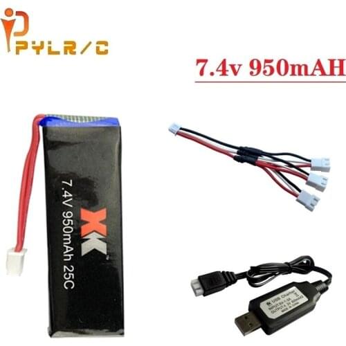 Original 7.4V 950mAh Lipo Battery and charger For WLtoys XK X251 RC Quadcopter Helicopter Spare Parts for 7.4v drone battery