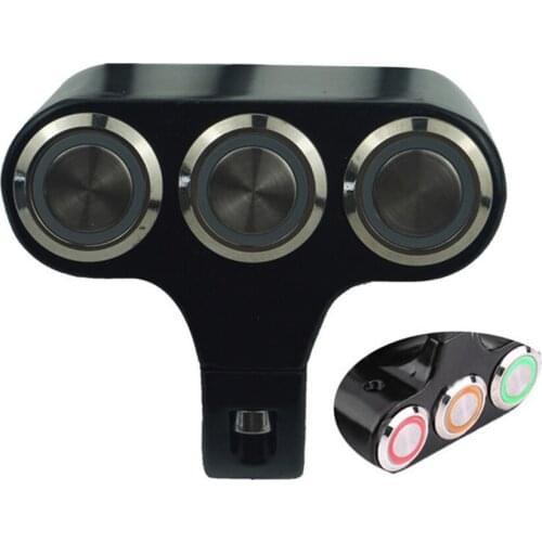 1PC Motorcycle Switches 22mm Handlebar Mount Switch Headlight Hazard Fog Light ON-OFF Aluminum Alloy With Indicator Light