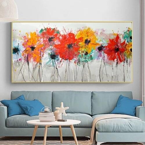 Canvas Poster Colorful Flower Pictures Abstract Canvas Panting Posters and Prints Wall Art for Living Room Home Decoration