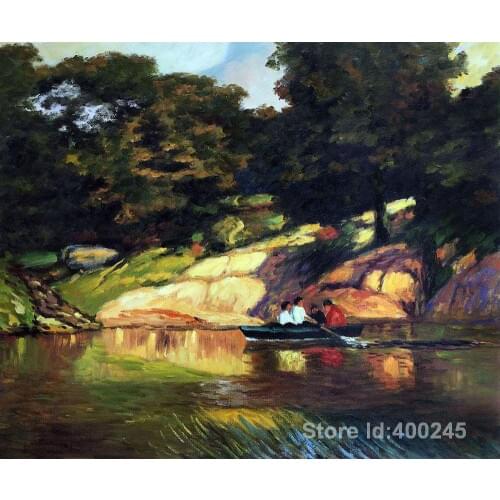 Oil painting beach scene Boating in Central Park Edward Henry Potthast artwork on canvas Handmade High Quality