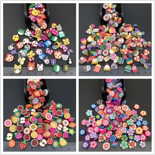 50g 10x1mm Cakes,Fruit,Animals/Flowers Mix Polymer Clay Sprinkle For Kids Diy ,Soft Clay For Craft Clay/Earrings Making