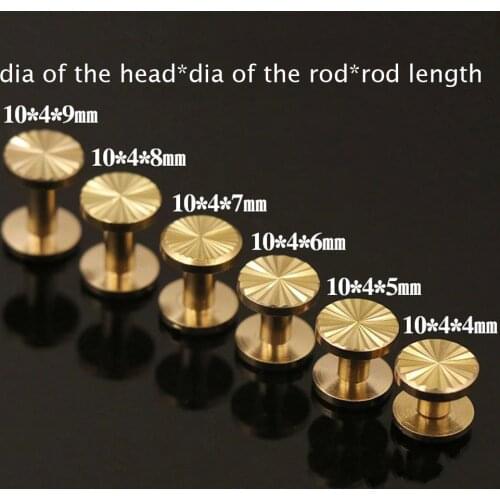 DIY leather craft wallet belt solid brass screws rivet and studs line stripe carved design 50sets/lot