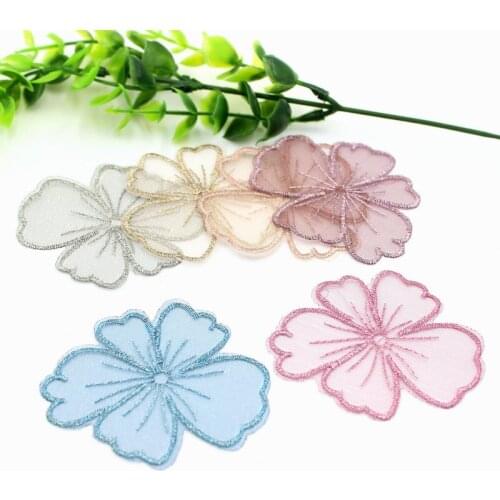 20PCS/lot Mix Embroidery Mesh Flower Applique 7cm Translucent Single layer for Party Decor,Garment Embellishment,DIY project
