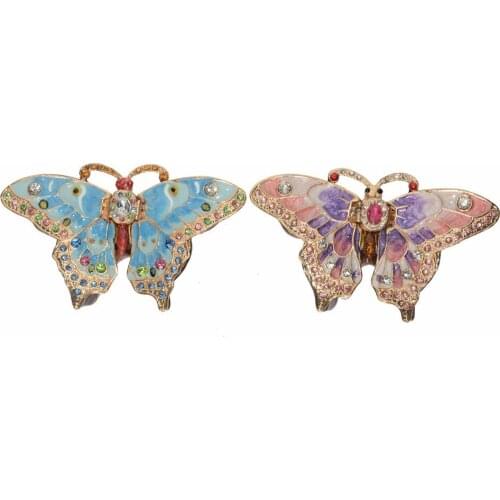 Jewelled Butterfly enameled trinket box for jewelry Figurine collectible Vintage Decoration Metal Crafts Tabletop