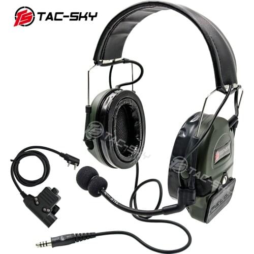 TAC-SKY COMTAC I Silicone Earmuffs Hunting Sports Noise Reduction Military Tactical Headset + Tactical Headset Adapter U94 Ptt