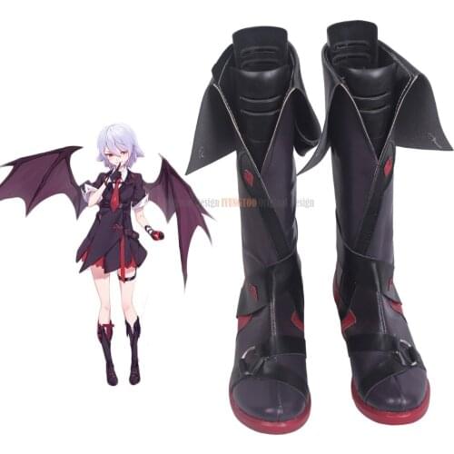 Remilia Sukaretto Shoes Cosplay Touhou Project Remilia Sukaretto Cosplay Long Boots Shoes High Heel Custom Made