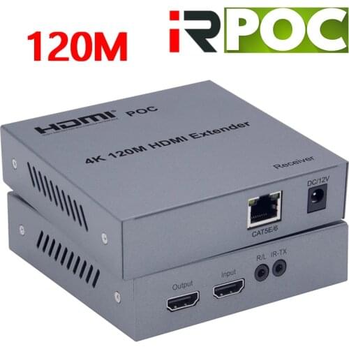 POC 4K HDMI Extender 120M Over RJ45 Ethernet Cat5e Cat6 Cat 6 6a Network Cable Extension TX RX Transmitter Receiver TV Loop-out