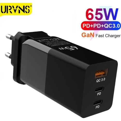 URVNS GaN 65W USB-C Super Adaptive Fast Charge Charger For Samsung GALAXY Note 10 Plus MacBook Pro Xiaomi Laptop iPhone 11 XS 8