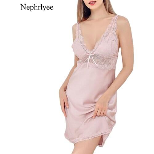 2021 New Sexy Nightgowns Summer Lace Night Dress Womens Sleepwear Backless V-Neck Nightwear Silk Nightdress Home Wear SLP204