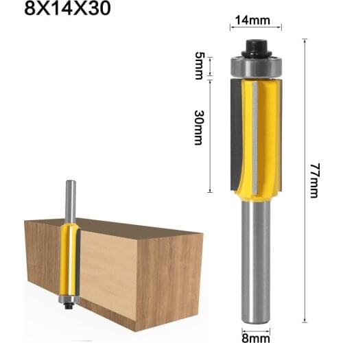 1*Router Bit Bearing Woodworking Cutter 8mm Shank 4-Teeth Extra Long Flush Trim