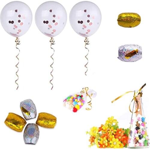 10M Balloon Ribbons Rope Foil Laser White Rose Gold Ribbon Roll Wedding Birthday Party Decor Air Balloon Baby Photography props