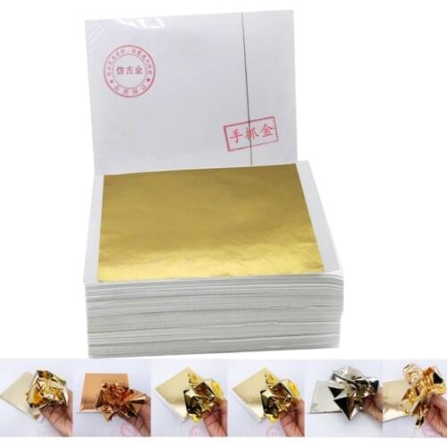1000 sheets 14 x 14 cm 8 colors Taiwan shiny Imitation gold foil leaf for gilding furniture lines wall crafts