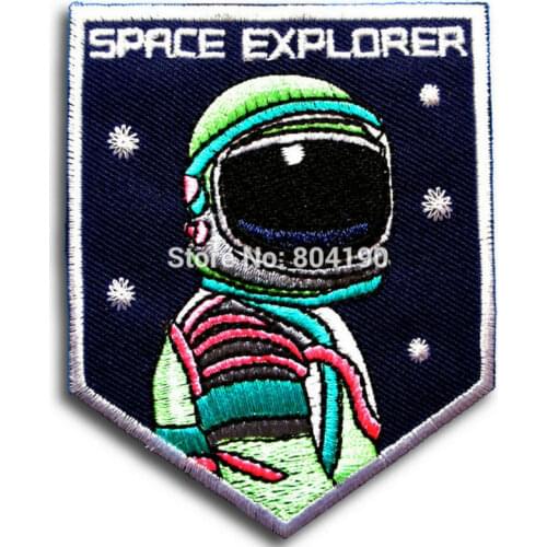 3.34" Space Explorer Patch Iron On Sew Astronaut Logo Planet Cartoon Biker Kids shoulder movie tv Patch Wholesale