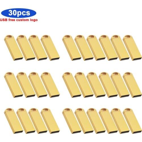 30pcs free logo USB Flash Memory Stick Pen Drive 128GB 64GB 4gb USB Flash Drive Metal 2.0 Pendrive 8GB 16GB 32GB portable U Disk