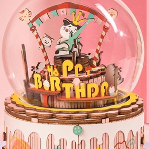 3D Wooden Puzzles, DIY The Birthday Song Music Box Fun and Educational Model Toys, Great Birthday Gift for Kids Boys and Girls