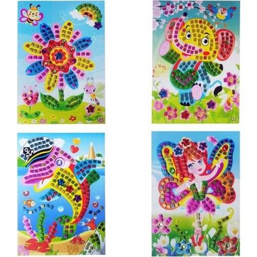 3D Children Puzzle DIY Crystal Mosaic Sticker Kids Children Kindergarten Educational Arts and Crafts Toys For Baby 12 Colors