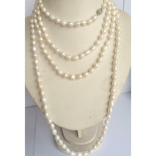 48"perfect 8-9mm AAA + Akoya white baroque pearl necklace