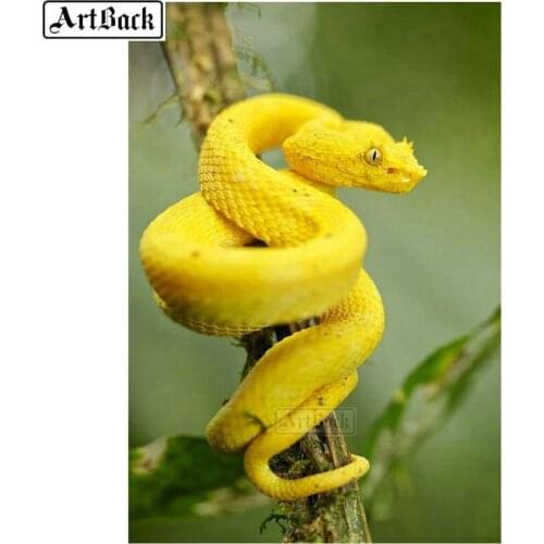 5d diamond painting snake trunk full square / round yellow animal diamond mosaic diy 3d canvas diamond embroidery crafts