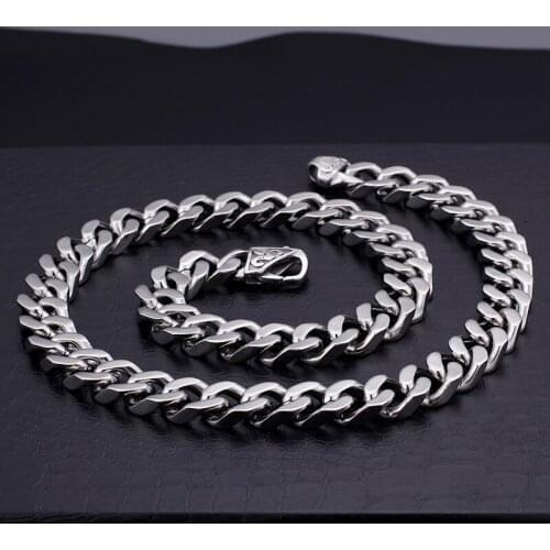 Free shipping Top Selling jewelry Stainless steel Necklace Smooth Curb Link Chain 12mm 24
