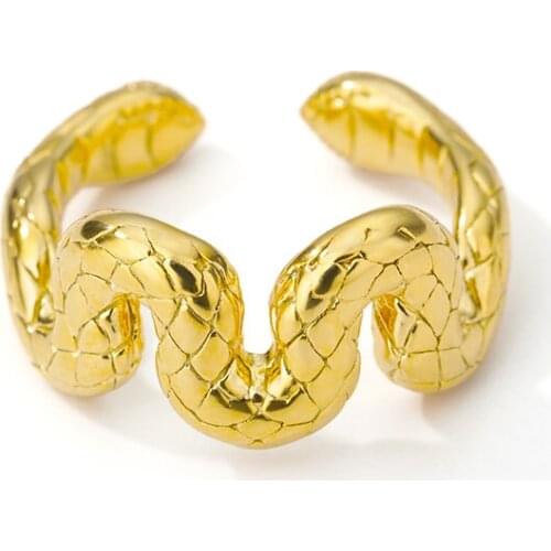 A Large python Snake Rings For Women Men Wild Jewelry Stainless Steel Gold Color Open Adjustable Cobra Rings