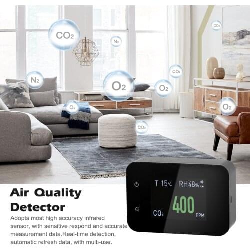 Household Air Quality Detector CO2 Tester with Carbon Dioxide Value Electricity Quantity Temperature Humidity Display Function