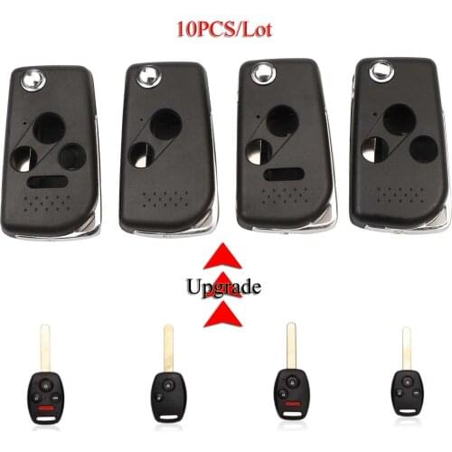 Kutery 10PCS/Lot Upgrade Key Shell For Honda CRV Accord Odyssey 2/3/4Buttons Remote Car Key Case Cover With Uncut Key Blade