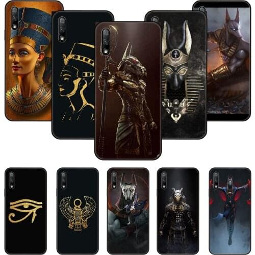 Phone Case For Huawei Honor 9X 10 9 20 8X 8A 8S 7X 7A i A Pro Play Lite Black Cover Waterproof Egypt Nefertiti Anubis Ankh