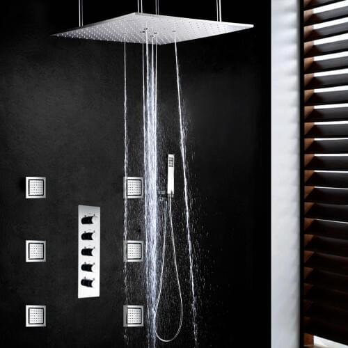 DULABRAHE Thermostatic Bathroom Shower Faucet Set Concealed Shower Mixer System Bath 20 Inch Ceiling Rain Shower Head