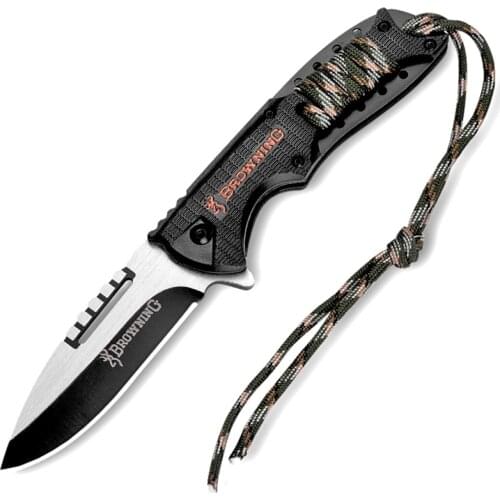 DuoClang Black Titanium Survival Folding Blade Knife 7Cr13Mov Steel Blade Hunting Knives Fork Fish Tool