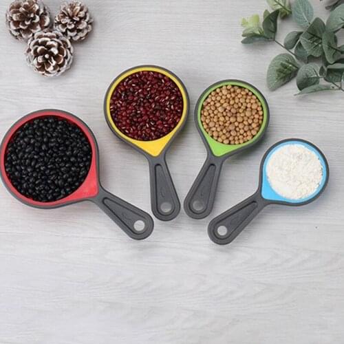 Food Grade Silicone Measuring Spoon and Cup Ice Cream Measuring Tool Folding Baking Appliance Household Kitchen Scale Supplies