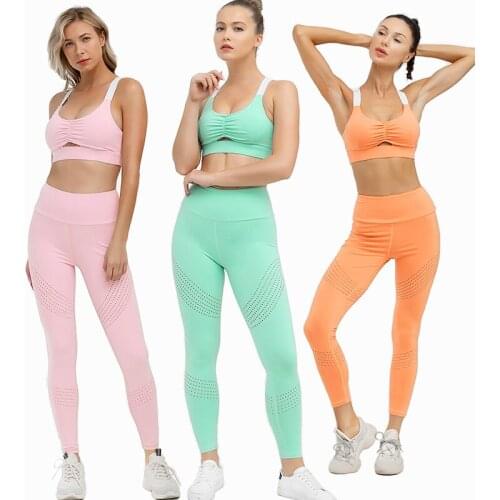 Europe and the United States hot-selling burnt-fit fitness suit hip-hip yoga pants sports suit yoga pants peach fitness pants