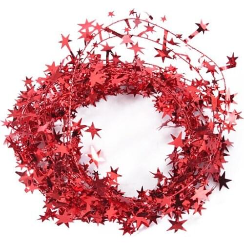 Star Wire Garlands Decorative Glittering Tinsel Garland Wreath, 5 Colors Choices