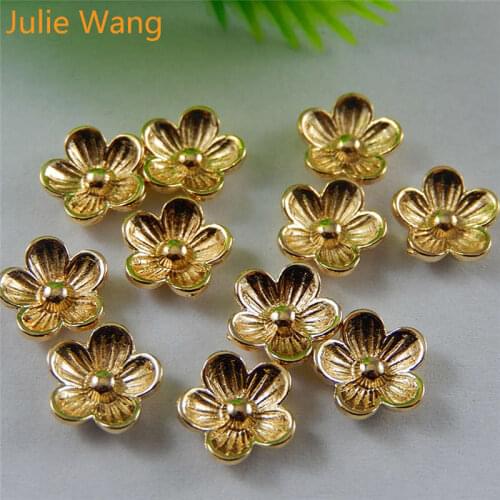 Julie Wang 20PCS Alloy Gold Tone Small Flowers Charms For Neckalce Pendant Findings Jewelry Making Wholesale Accessory