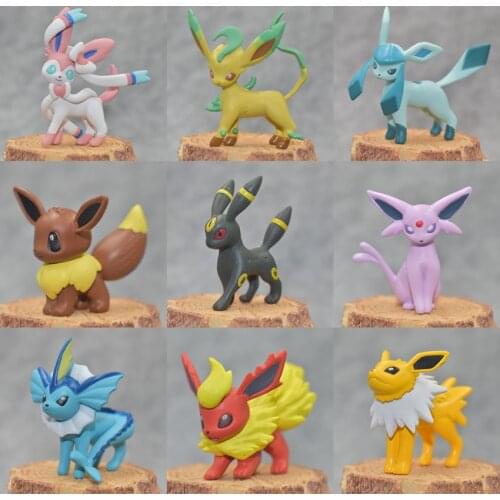 Pocket Monster Pikachu Pokemon Eevee 9pcs Sylveon Model Toys Kids Gifts Collections 5cm