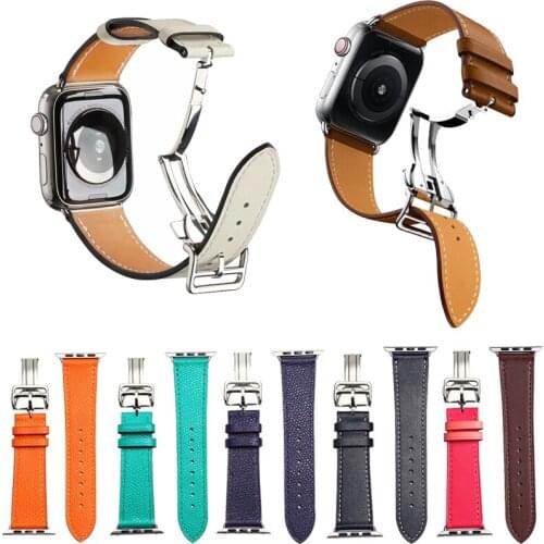 Leather sport loop strap for apple watch band 42mm 44mm apple watch 4 5 38mm 40mm For iwatch 3/2/1 correa replacement bracelet