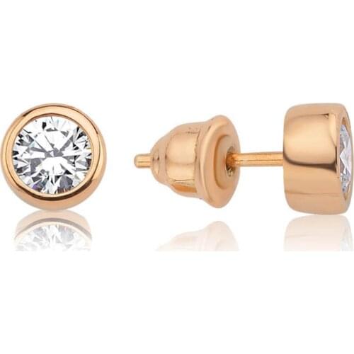 Valori Jewels 1 Carat, Zirconia White Round Gemstone, Rose Gold Plated, Sterling Silver Earrings