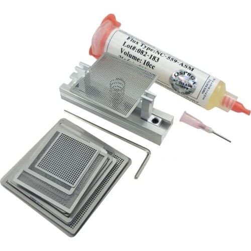 27 Pcs Steel Mesh Laptop Nvidia Chip NC-559-ASM Flux Bga Reballing Stencil Tample Kit With Universal Reball Station NC 559