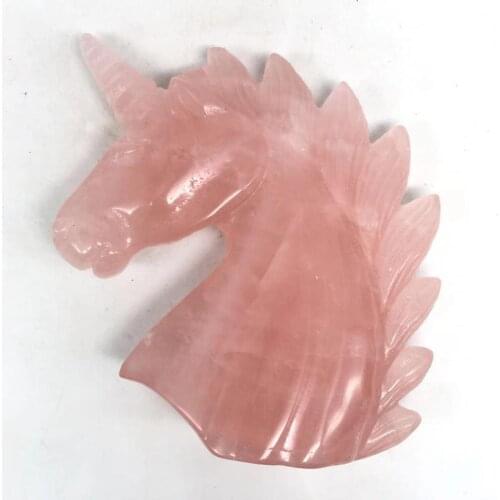 Natural rose quartz unicorn hand carved mineral crystals healing stones fine gemstone decoration