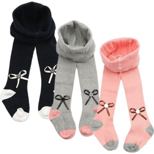 New Infant Baby Girls Kids Tights Bow Cotton Cute Long Stockings Toddler Girls Tights warm Spring Autumn 0-5 Year