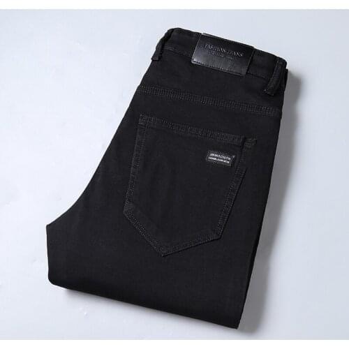 New Spring Mens Jeans Slim Elastic Italy Brand Fashion Business Trousers Classic Style Autumn Cotton Jeans black Denim Pants