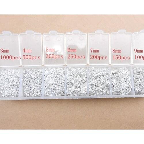 Wholesale Lot 2400pcs 3-4-5-6-7-8-9mm 925 Sterling Silver Components 925 silver jewelry findings jump rings a box