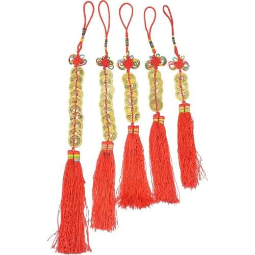 Fengshui Chinese Emperors Coins Charm Knot Hanging ( 5pcs) W2031