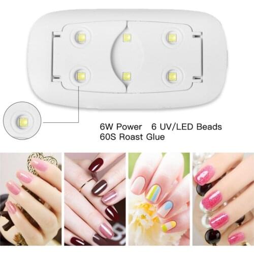 Portable Mini 6W USB Nail Dryer For UV Gel Nail Lamp For Home LED 30s/60s Gel Polish Quick Dry White Pink Foldable Nail Art Tool