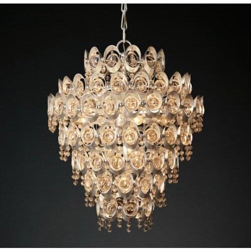 Simple copper crystal chandelier personality designer sales department villa lobby lamp solid anti-corrosion living room light