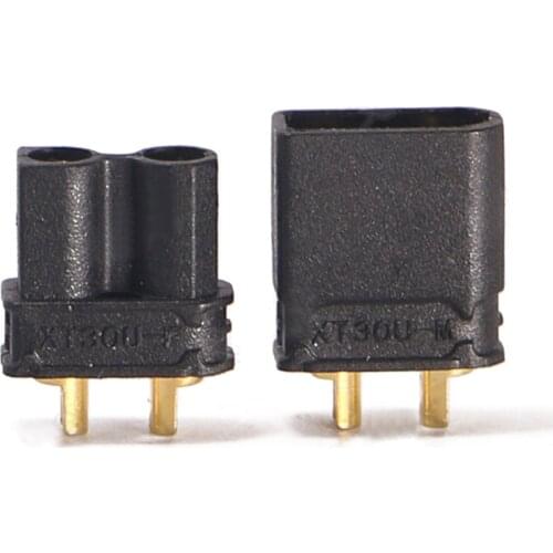 20pcs/lot Black Amass XT30U Connector Male Female Bullet Plug XT30 Upgrade 2mm Gold-plated Mini Banana Plugs For RC Quadcopter