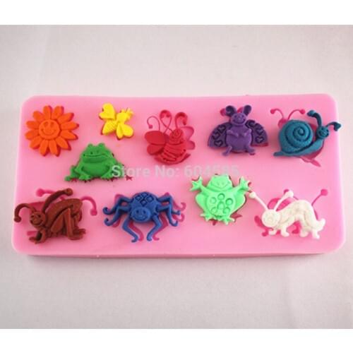 Sun and cute little insects silicone 3D cake fondant decoration mold tools FM261